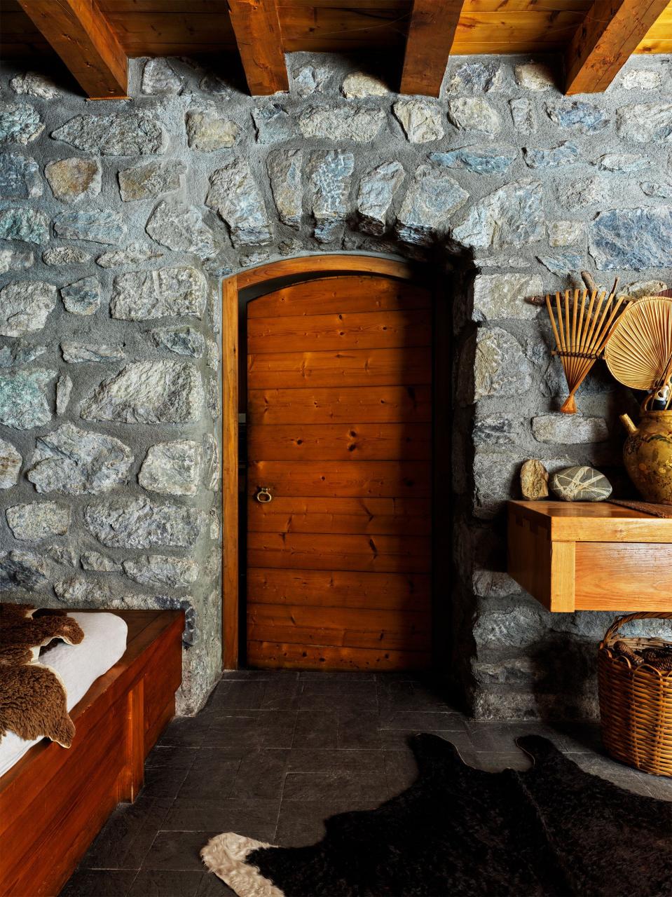 a door in a stone building